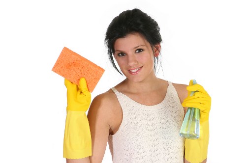 Professional cleaner in Notting Hill preparing a bright apartment for a regular clean