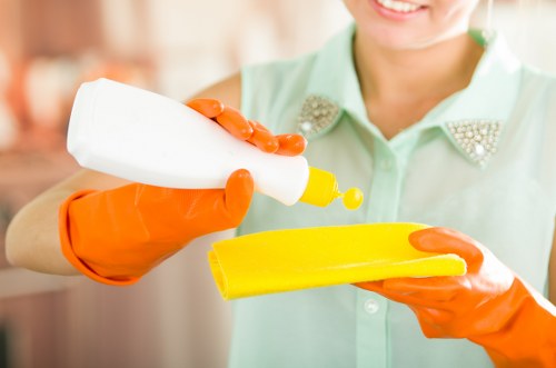 Cleaner in Nottinghill dusting and vacuuming a stylish home interior