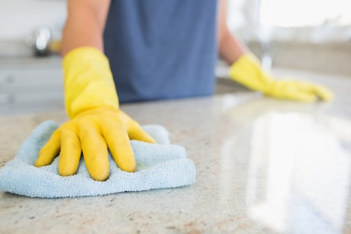 Cleaners preparing a boutique office in Notting Hill